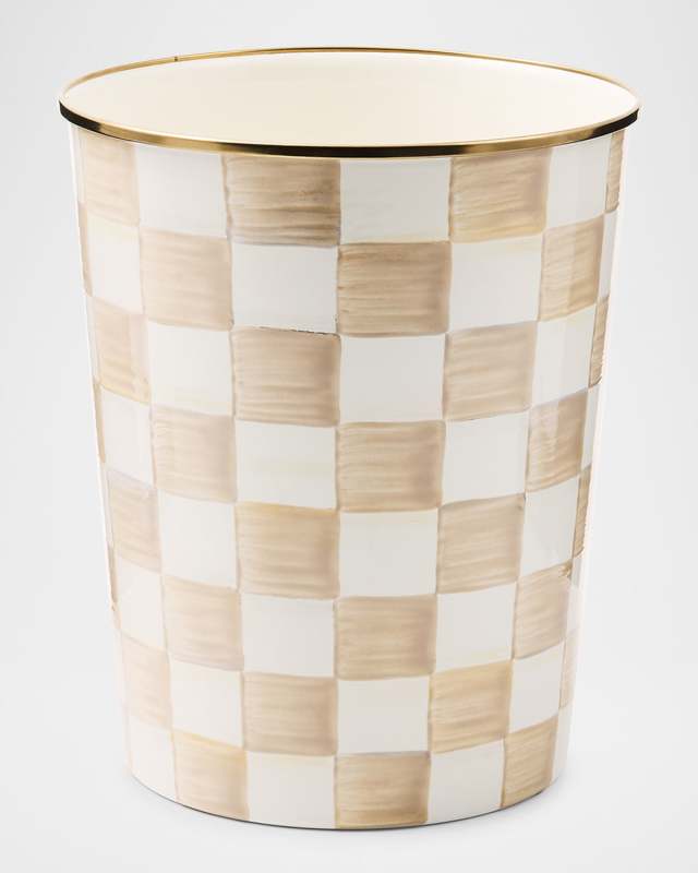 Mocha Check Waste Bin